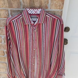 Thomas Dean button up red, white, black and gold s